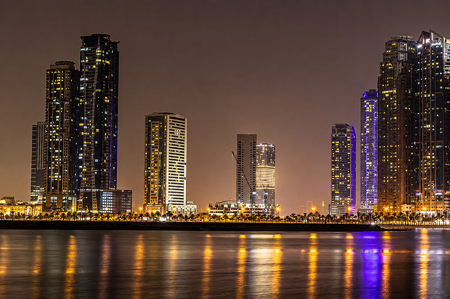 Sharjah city skyline near the Rukn Al Khaleej office