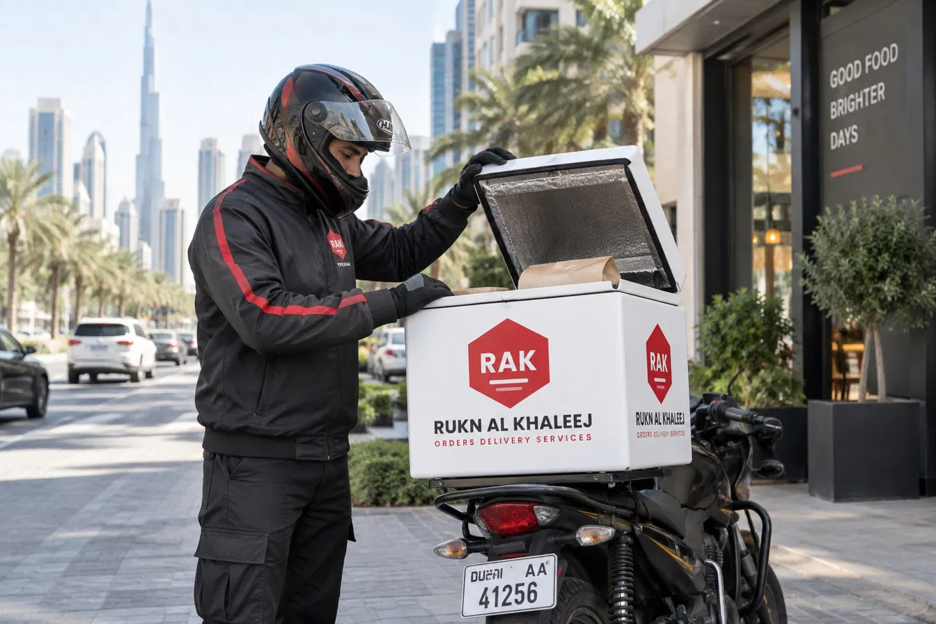 Delivery rider with insulated food delivery box